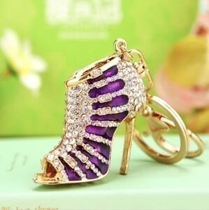 Chic Purple & Gold Women's High Heel Purse Charm/Keychain